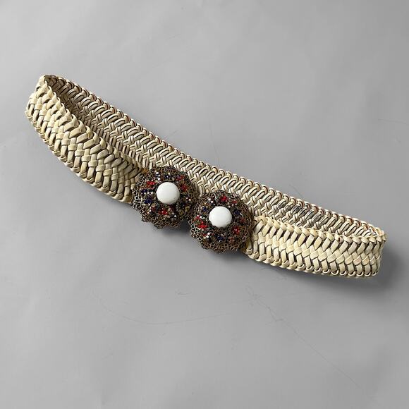 Stanley Hagler NYC Signed Vintage Jeweled Stretch Belt Filigree Clasp Rhinestone - Picture 7 of 10